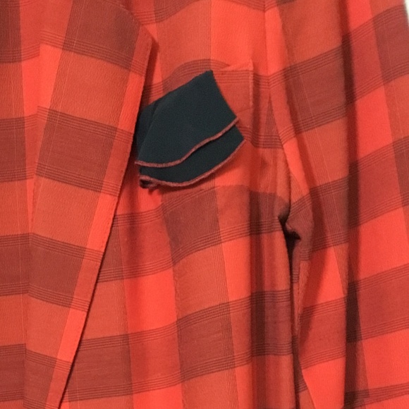 Vintage~90s Red Plaid Blazer Suit Jacket European made Geissler - Picture 5 of 11